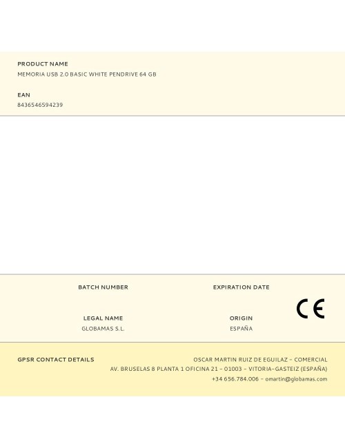 Memoria usb 2.0 basic white pendrive 64 gb