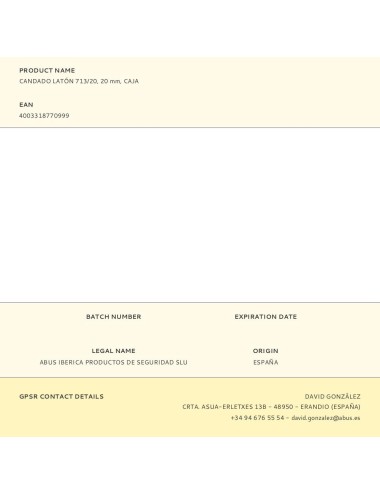 Candado latón 713/20, 20 mm, caja