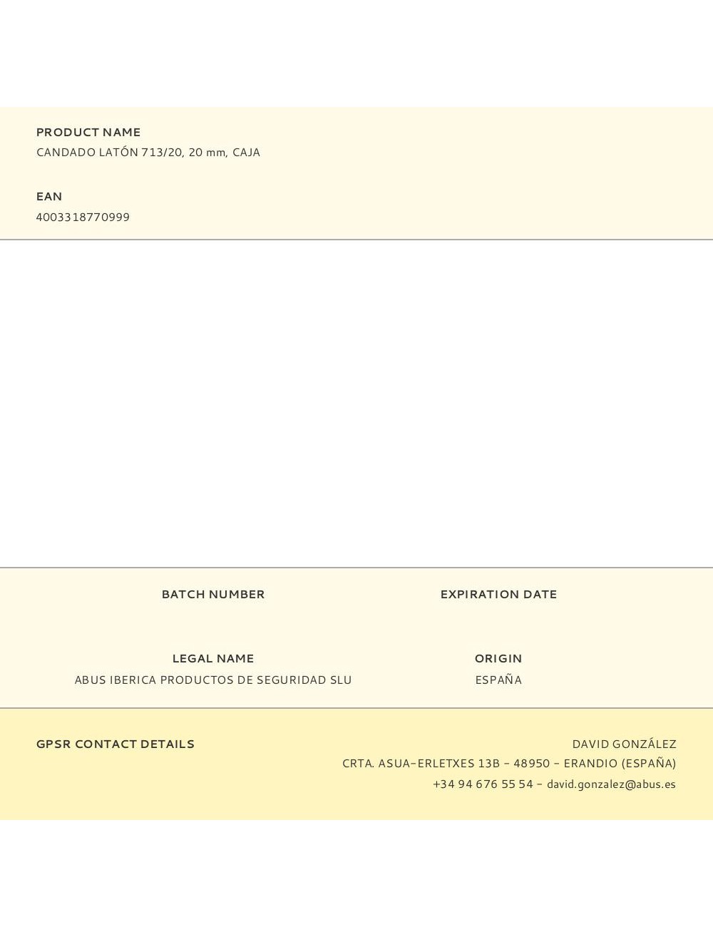 Candado latón 713/20, 20 mm, caja