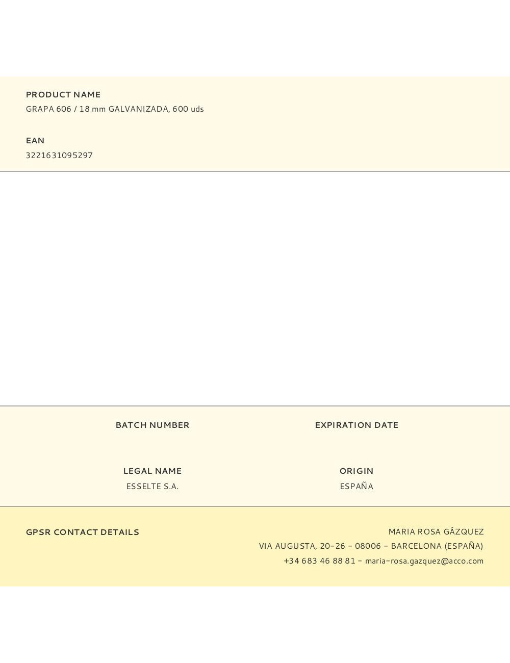 Grapa 606 / 18 mm galvanizada, 600 uds