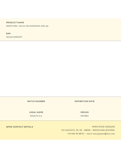 Grapa 606 / 18 mm galvanizada, 600 uds