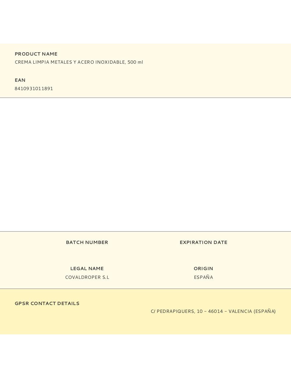 Crema limpia metales y acero inoxidable, 500 ml