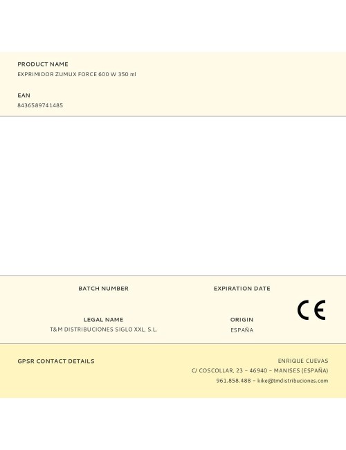 Exprimidor zumux force 600 w 350 ml
