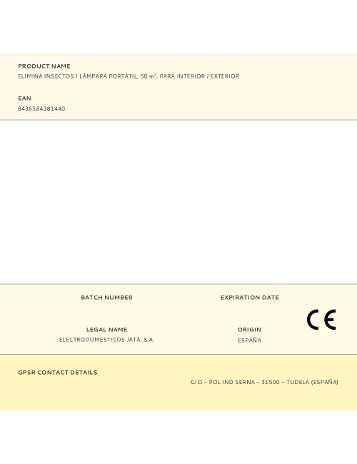 Elimina insectos / lámpara portátil, 50 m, para interior / exterior