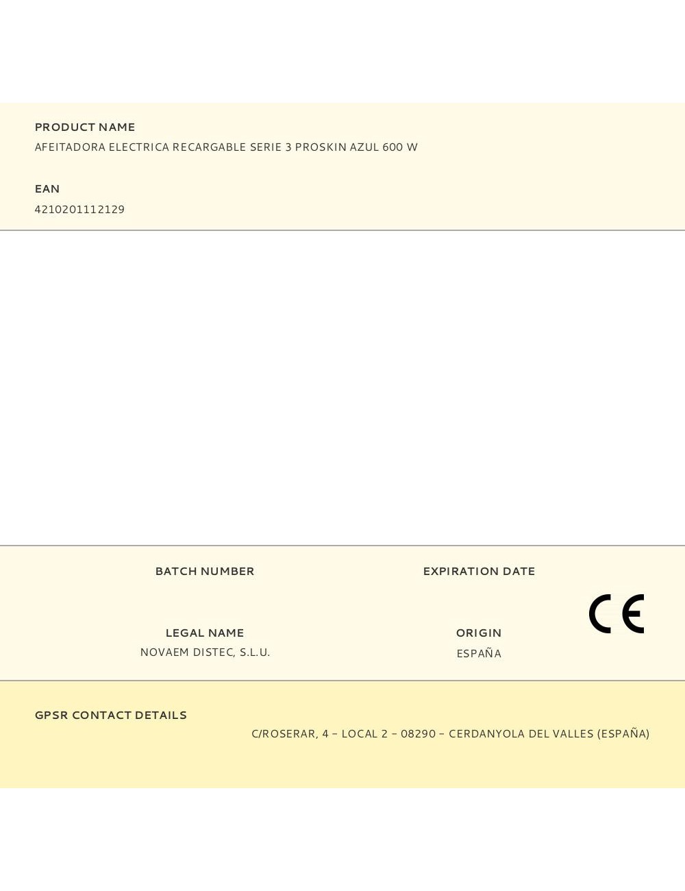 Afeitadora electrica recargable serie 3 proskin azul 600 w