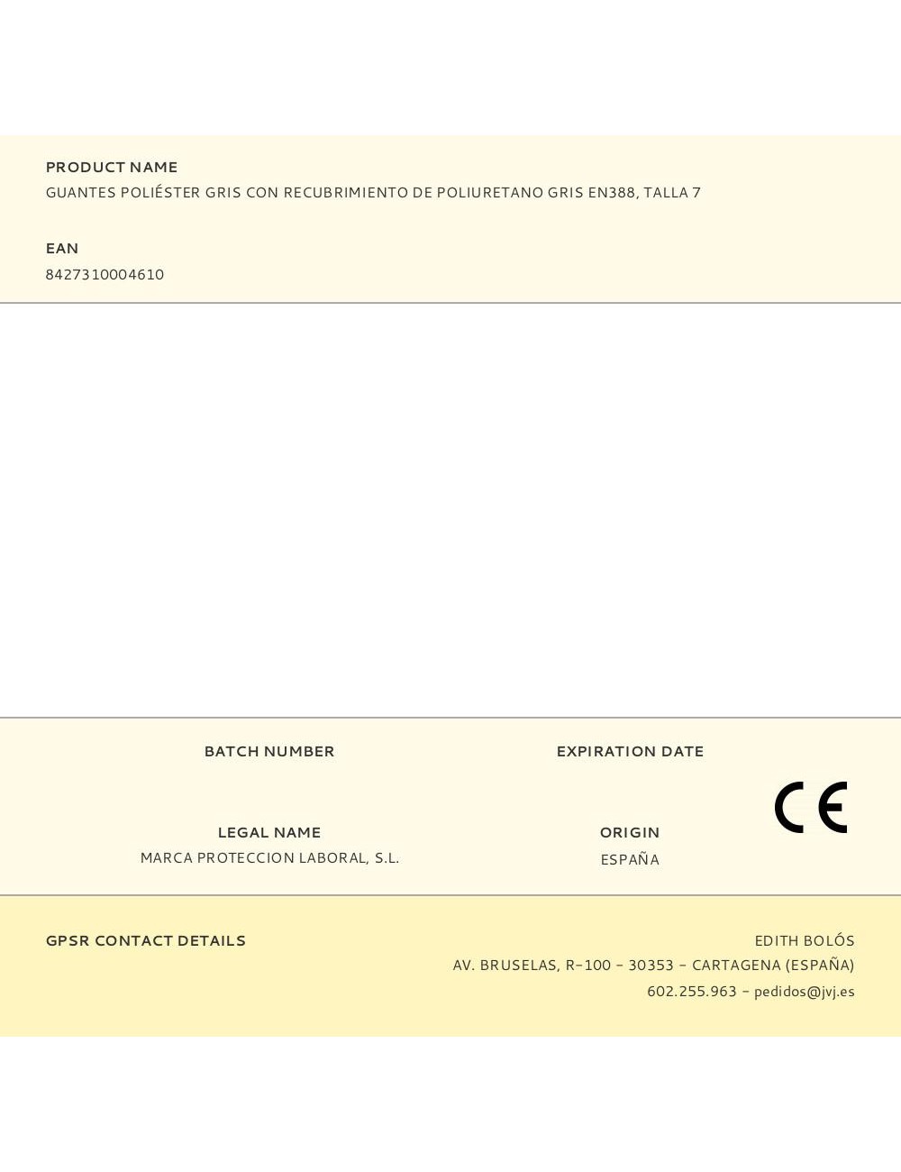 Guante poliéster con recubrimiento de poliuretano gris en388, t-07