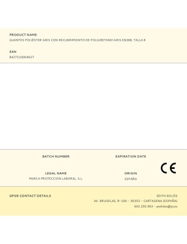 Guante poliéster con recubrimiento de poliuretano gris en388, t-08