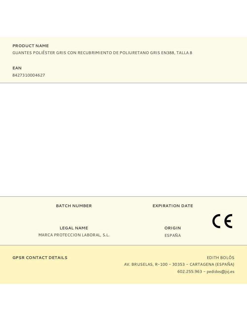 Guante poliéster con recubrimiento de poliuretano gris en388, t-08