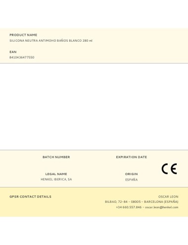 Silicona neutra antimoho baños blanco 280 ml