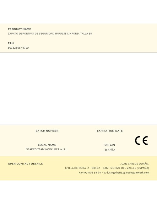 Zapato deportivo de seguridad impulse linford, talla 38