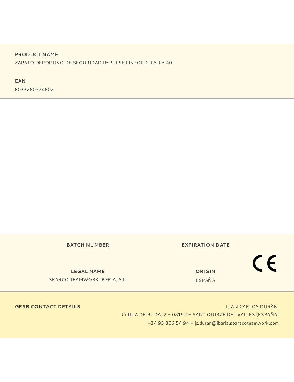 Zapato deportivo de seguridad impulse linford, talla 40