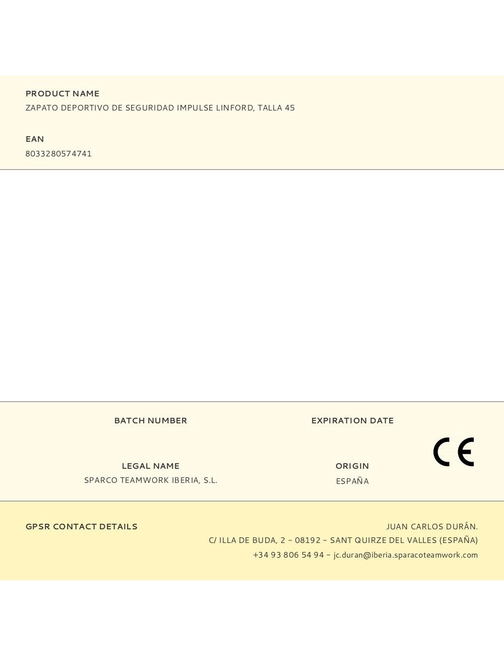 Zapato deportivo de seguridad impulse linford, talla 45