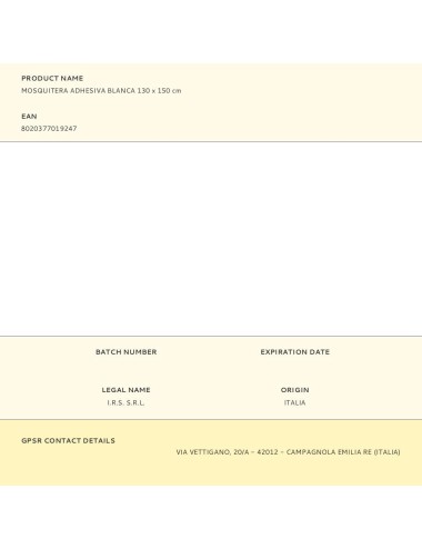 Mosquitera adhesiva blanca 130 x 150 cm