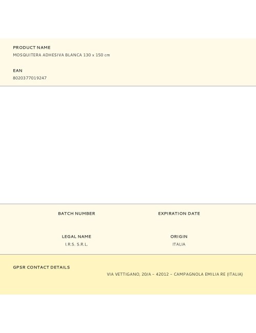 Mosquitera adhesiva blanca 130 x 150 cm