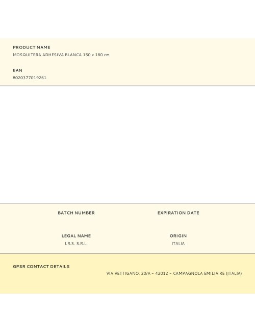 Mosquitera adhesiva blanca 150 x 180 cm