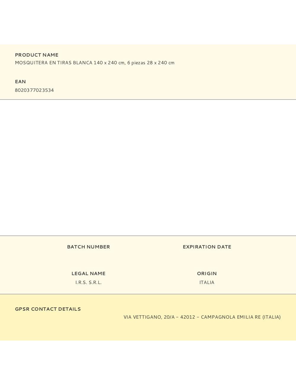 Mosquitera adhesiva blanca en tiras 140 x 240 cm, 6 piezas 28 x 240 cm