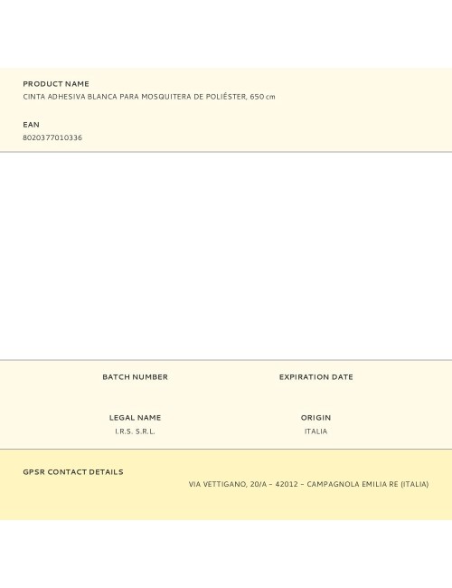 Cinta adhesiva blanca para mosquitera de poliéster, 650 cm