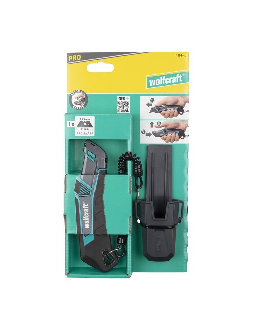 Cúter de seguridad con funda y cordón