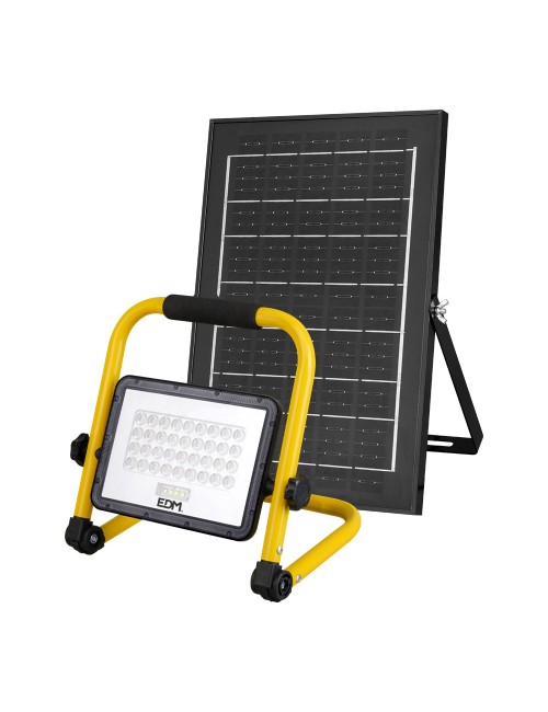 Foco proyector led solar de trabajo + panel solar 4000 lm, 6.400 k, luz fría, ip65