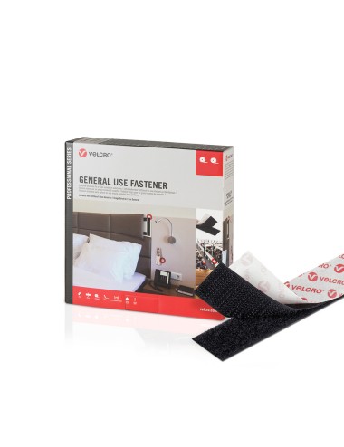 Cinta de gancho y bucle adhesiva negra 50 mm x 25 m