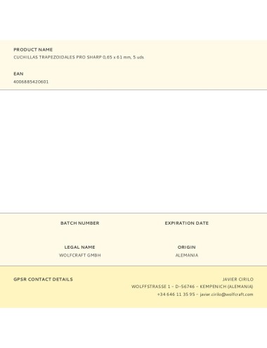 Cuchillas trapezoidales pro sharp 0,65 x 61mm, 5 uds
