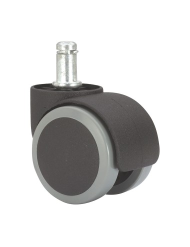 Rueda giratoria espiga lisa con anilla, color negro/gris, carga máx. 50 kg, 11 x 22 mm, ø 5 cm