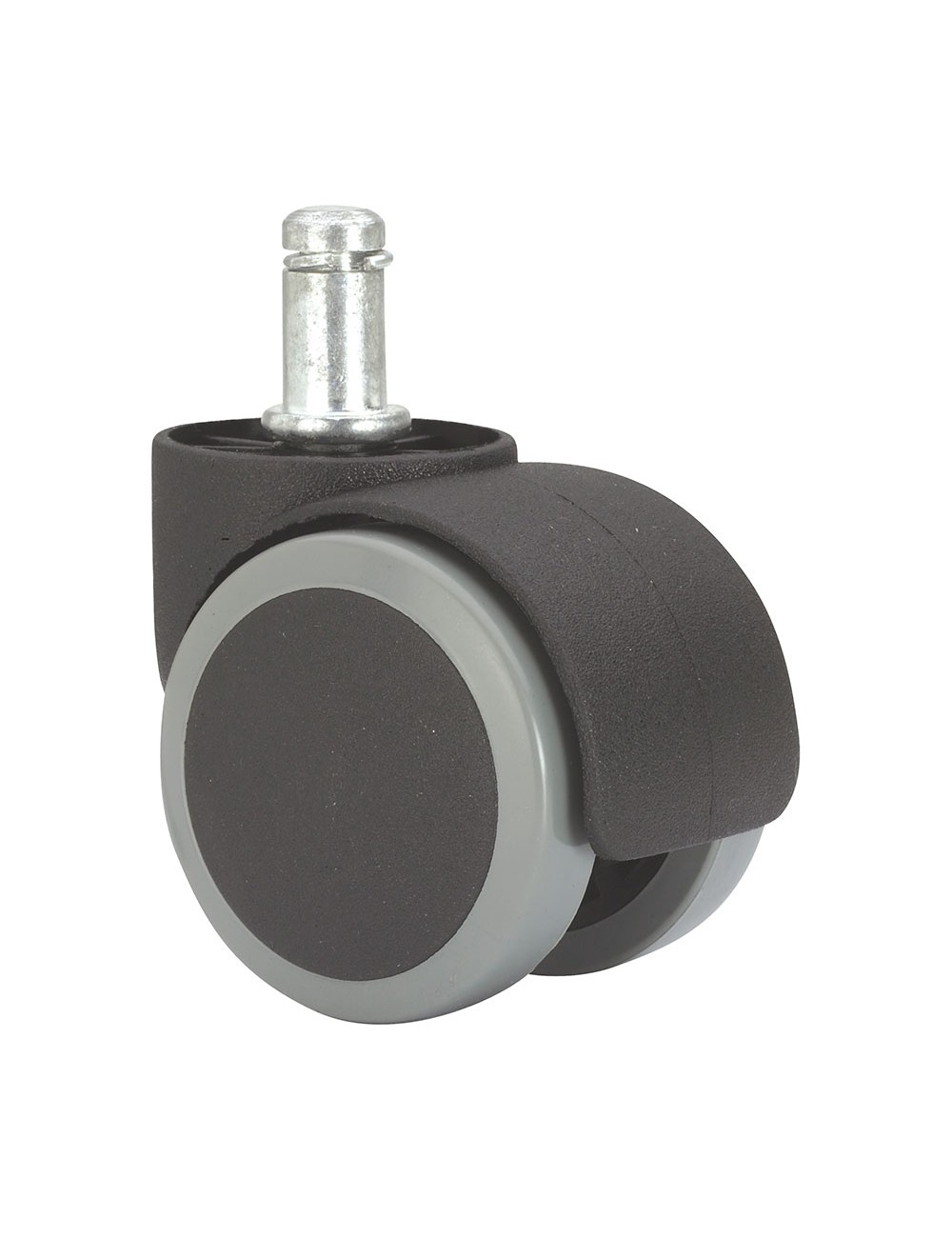 Rueda giratoria espiga lisa con anilla, color negro/gris, carga máx. 50 kg, 11 x 22 mm, ø 5 cm