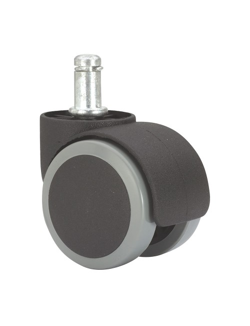 Rueda giratoria espiga lisa con anilla, color negro/gris, carga máx. 50 kg, 11 x 22 mm, ø 5 cm