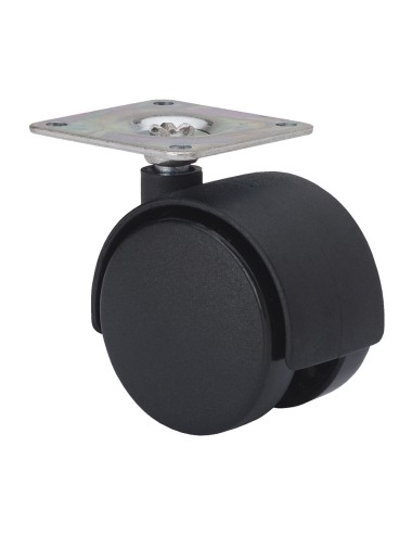 Rueda giratoria con placa y eje liso, color negro, carga máx. 20 kg, ø 4 cm