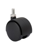 Rueda giratoria espiga roscada y eje liso, color negro, carga máx. 20 kg, 6 x 15 cm, ø 4 cm