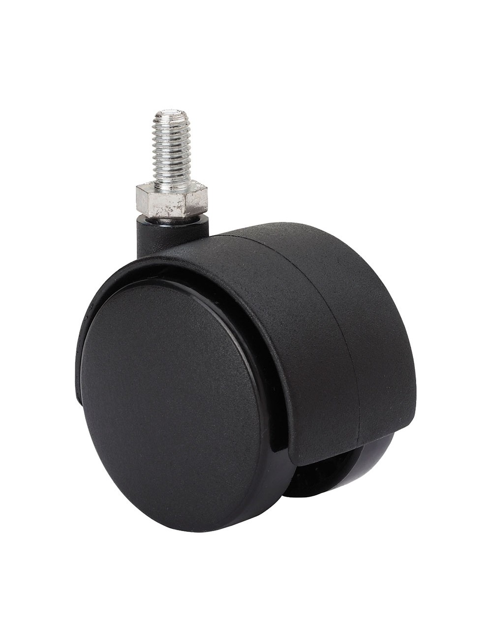 Rueda giratoria espiga roscada y eje liso, color negro, carga máx. 20 kg, 6 x 15 cm, ø 4 cm