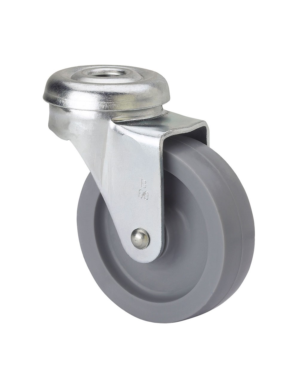 Rueda giratoria con agujero y eje liso, color gris, carga máx. 15 kg, ø 3 cm