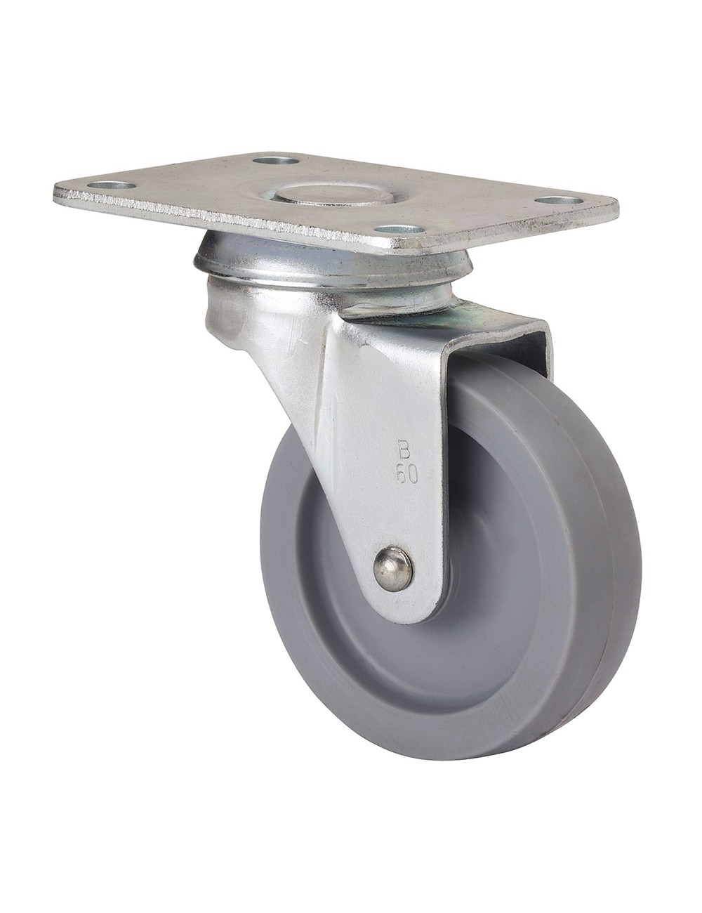 Rueda giratoria con placa y eje liso, color gris, carga máx. 15 kg, ø 3 cm