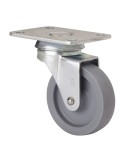 Rueda giratoria con placa y eje liso, color gris, carga máx. 22 kg, ø 4 cm