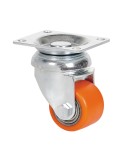 Rueda giratoria con placa, rodamiento de bolas, color naranja, carga máx. 100 kg, ø 3,5 cm