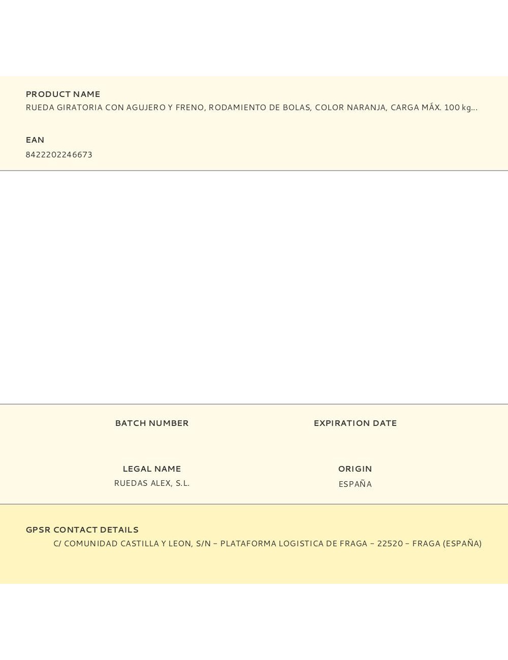 Rueda giratoria con agujero y freno, rodamiento de bolas, color naranja, carga máx. 100 kg, ø 3,5 cm