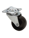 Rueda giratoria con placa y eje liso, color negro, carga máx. 20 kg, ø 4 cm