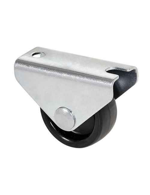 Rueda fija con placa y eje liso de dos fijaciones, color negro, carga máx. 40 kg, ø 2,5 cm