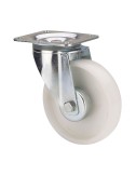 Rueda giratoria de poliamix con placa y eje liso, color blanco, carga máx. 130 kg, ø 8 cm