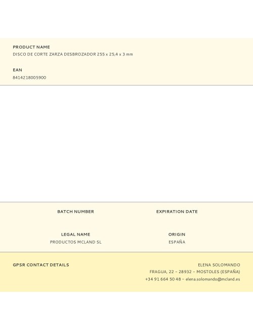 Disco de corte zarza desbrozador 255 x 25,4 x 3 mm