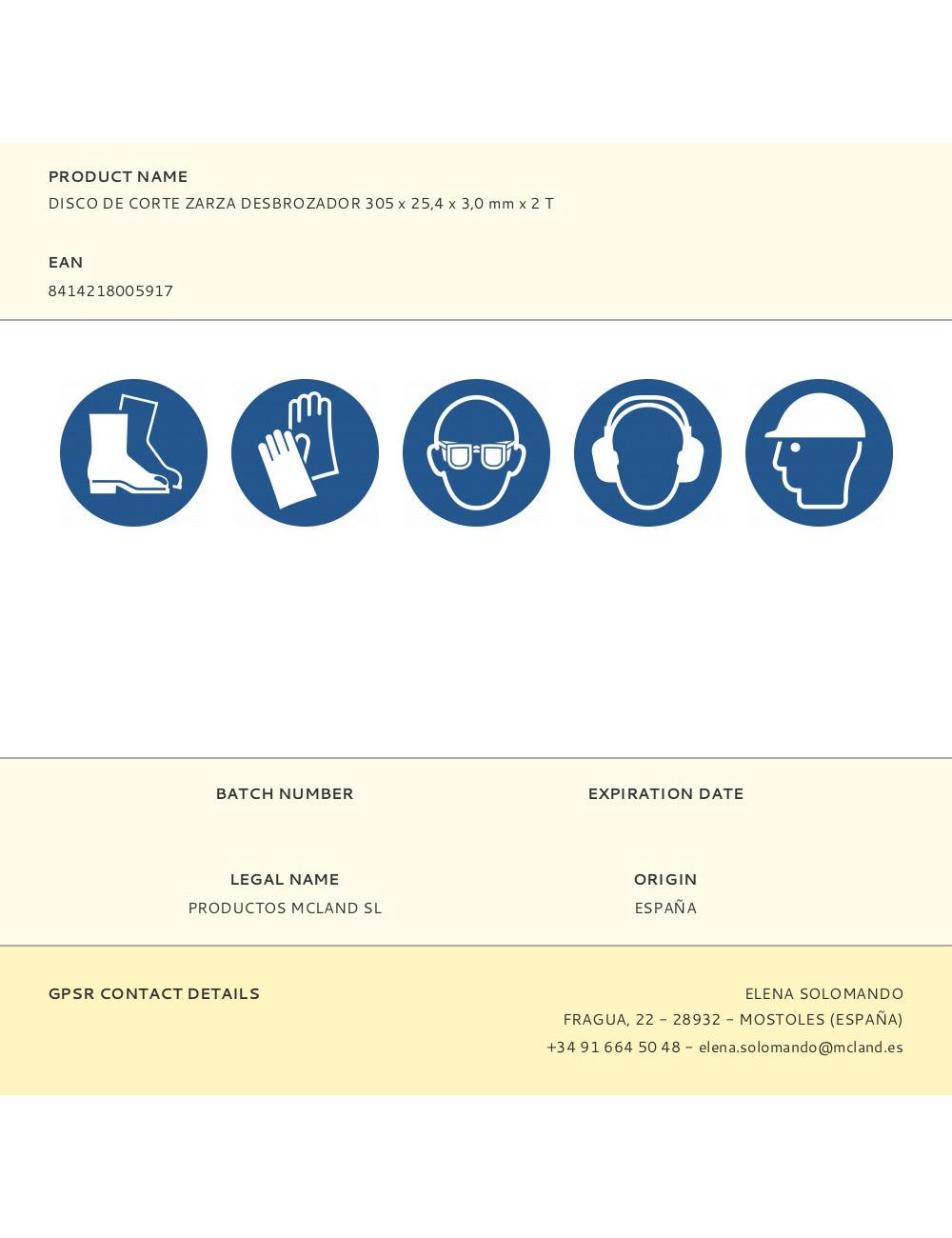 Disco de corte zarza desbrozador 305 x 25,4 x 3,0 mm x 2 t