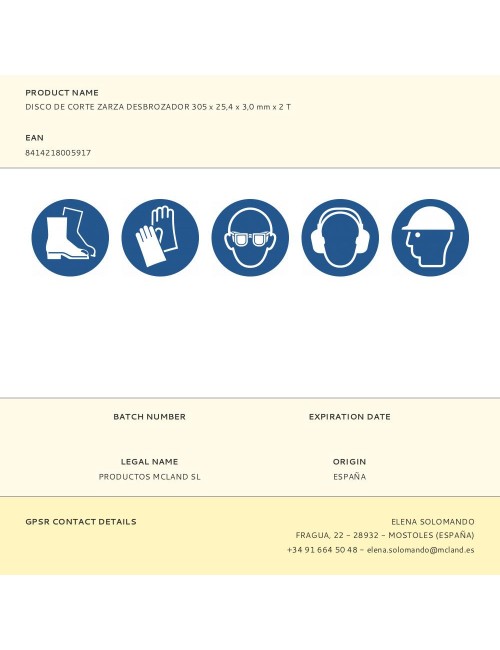 Disco de corte zarza desbrozador 305 x 25,4 x 3,0 mm x 2 t