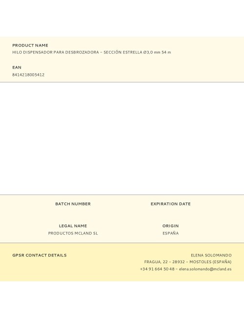 Hilo dispensador para desbrozadora - sección estrella ø3,0 mm 54 m