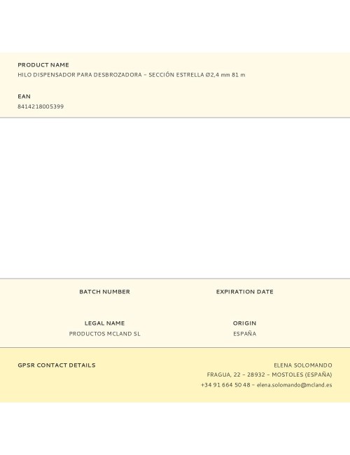 Hilo dispensador para desbrozadora - sección estrella ø2,4 mm 81 m