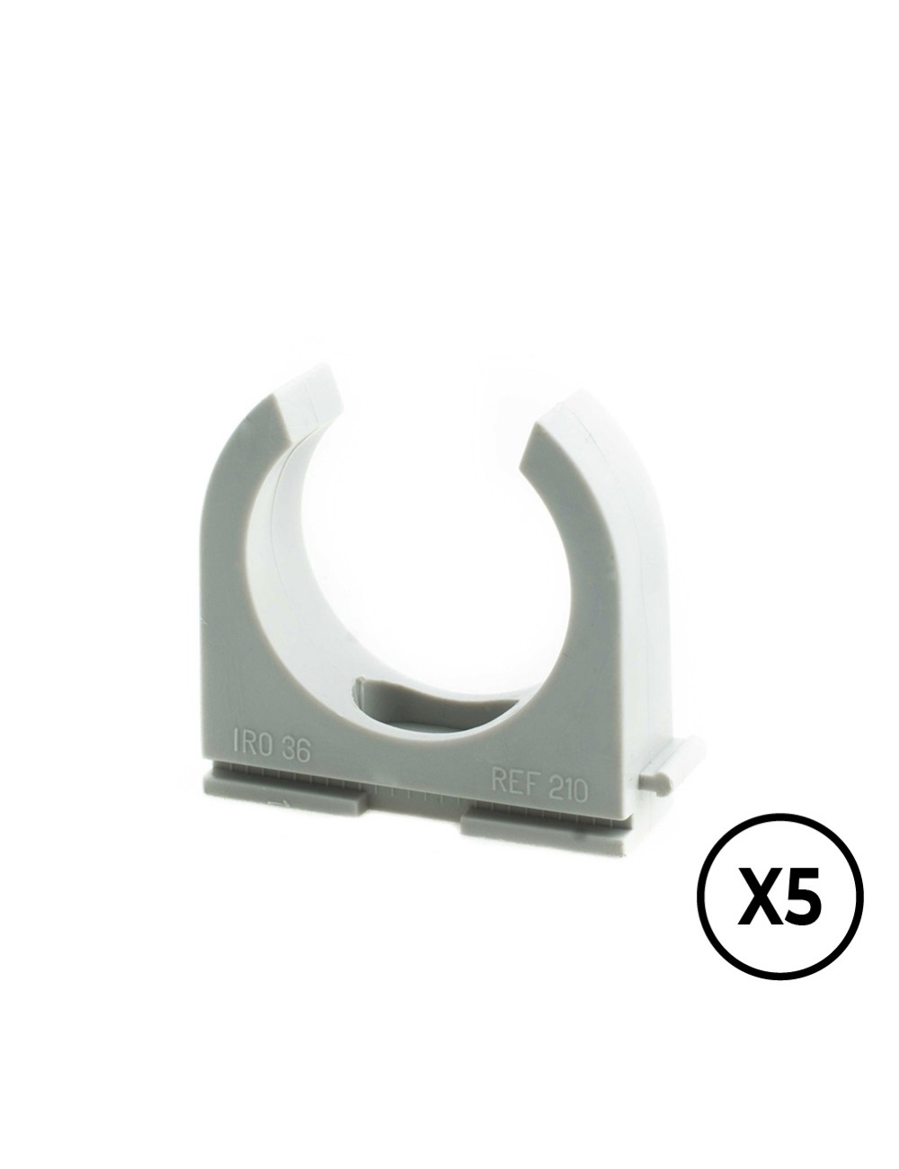 Soporte a presion lh ø 25 mm, gris, 5 unidades