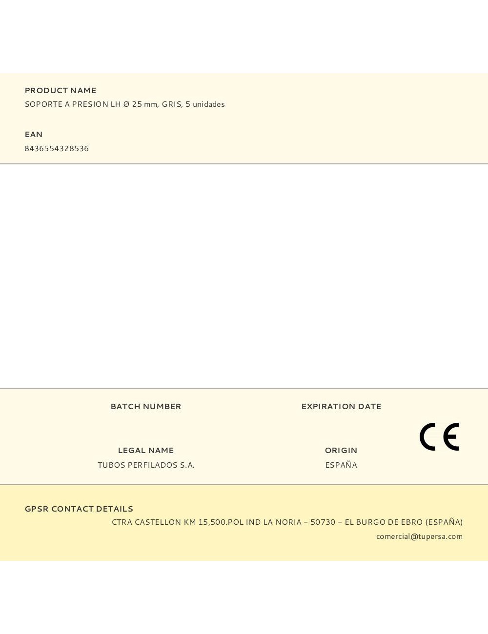 Soporte a presion lh ø 25 mm, gris, 5 unidades