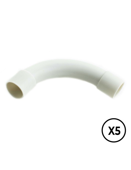 Manguito pvc curvado a 90° ø 20 mm, gris, 5 unidades