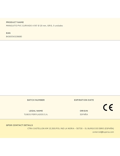 Manguito pvc curvado a 90° ø 20 mm, gris, 5 unidades