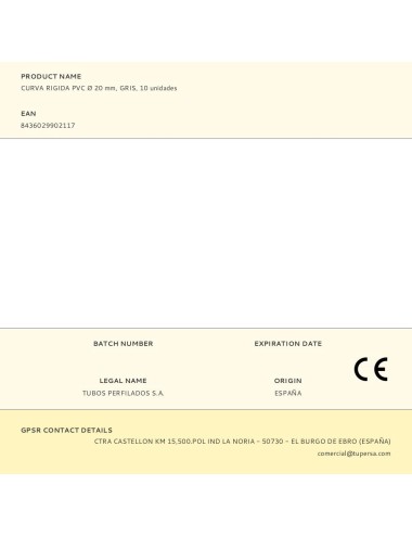 Curva rigida pvc ø 20 mm, gris, 10 unidades