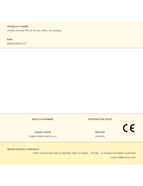 Curva rigida pvc ø 20 mm, gris, 10 unidades